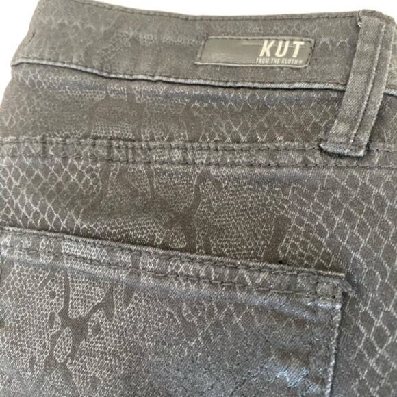 Kut From the Kloth Mia Ankle Toothpick Skinny Black Snakeskin Jeans - Size 10 - Picture 7 of 7